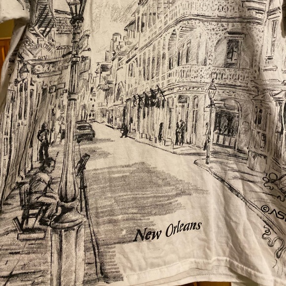 Sold!!!!Vtg New Orleans French Quarter Bourbon St Sketch Print  T-shirt - Picture 8 of 8